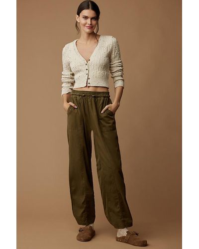 Daily Practice by Anthropologie Drawstring Ruched-ankle Wide-leg Trousers - Natural