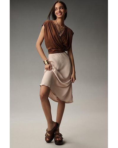Anthropologie The Tilda Midi Slip Skirt By - Natural