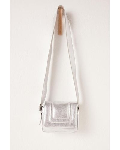 Anthropologie Leather Boxy Crossbody Bag - Natural