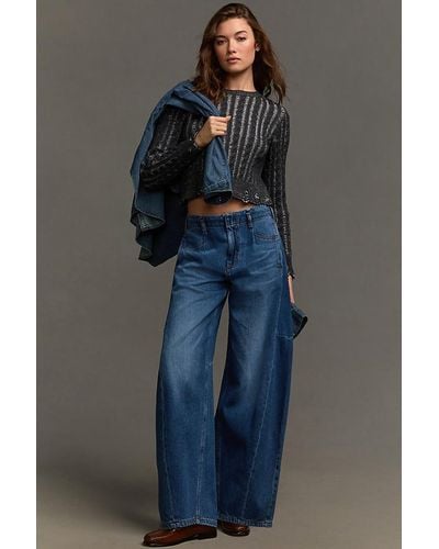 Pilcro High-rise Tapered Wide-leg Jeans - Blue