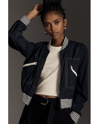 Daily Practice by Anthropologie Racing Stripes Bomber Jacket - Black