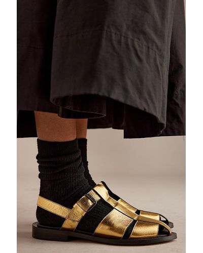 Maeve Wide-banded Leather Fisherman Sandals - Black