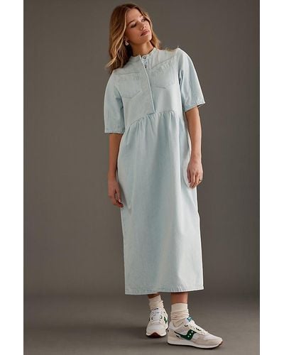 ALIGNE Lucky Short-sleeve Denim Midi Dress - Grey