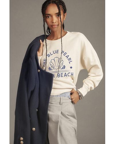 Maeve City Crew Neck Cotton Sweatshirt - White