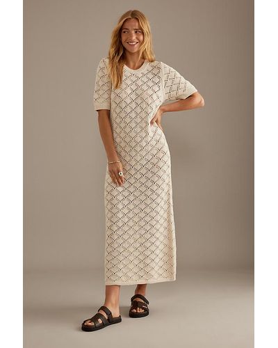 SELECTED Vinna Short-sleeve Knit Midi Dress - Natural