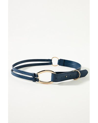 Anthropologie Adjustable Faux-snakeskin Ring Belt - Blue