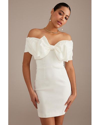 Bardot Bow Off-the-shoulder Mini Dress - White