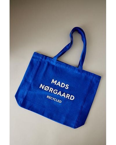 Mads Nørgaard Cotton Logo Tote Bag - Blue