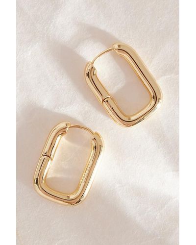 Anthropologie Small Gold-plated Rectangle Huggie Hoop Earrings - Natural