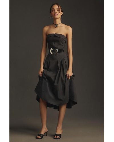 Pilcro Strapless A-line Cotton Midi Dress - Black