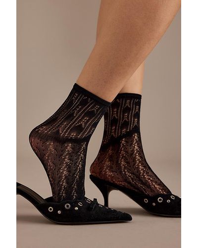 Swedish Stockings Erica Crochet Ankle Socks - Brown
