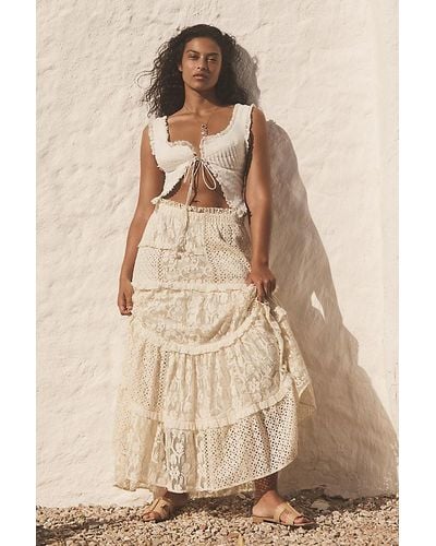 Forever That Girl Tiered Lace Maxi Skirt - Natural