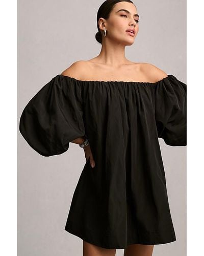Mare Mare X Anthropologie Off-the-shoulder Puff-sleeve Mini Dress - Black