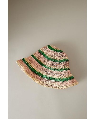 Anthropologie Stripe Bucket Hat - Green