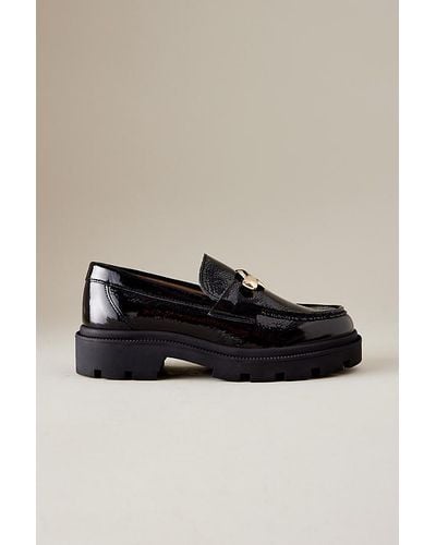 SELECTED Emma Chain Buckle Leather Loafers - Black