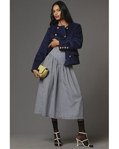 Hutch Gingham Midi Skirt - Grey