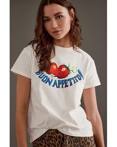 Damson Madder Buon Appetito Shrunken T-shirt - White
