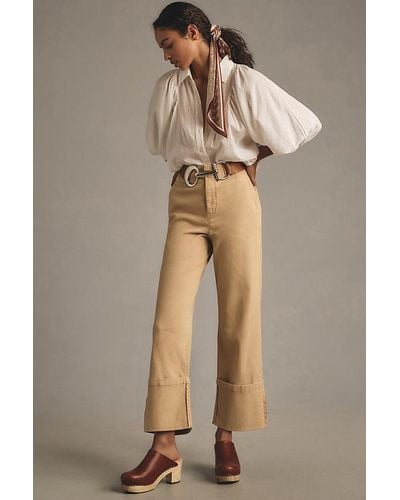 Pilcro Relaxed Cuffed Trousers - Natural