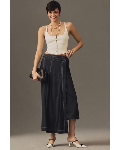 Maeve Edie Smart Midi Wrap Skirt By - Black