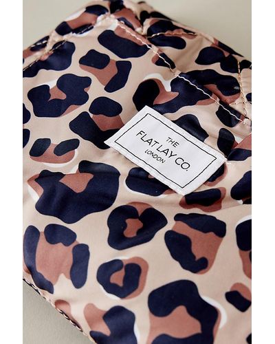 The Flat Lay Co. Leopard Print Flat Lay Makeup Bag - Blue