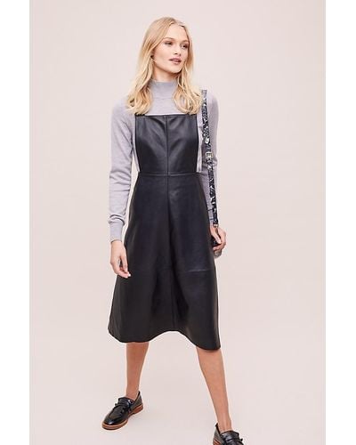 Anthropologie Mona Leather Pinafore Dress - Blue