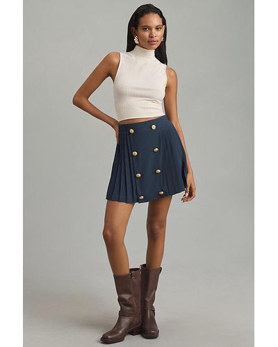 Hutch Button-front Mini Skirt - Blue