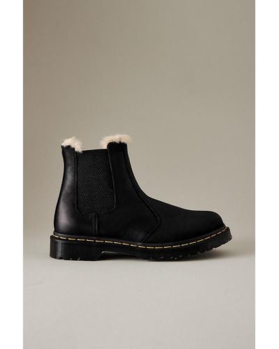 Dr. Martens Leonore Faux Fur-lined Burnished Leather Chelsea Boots - Black