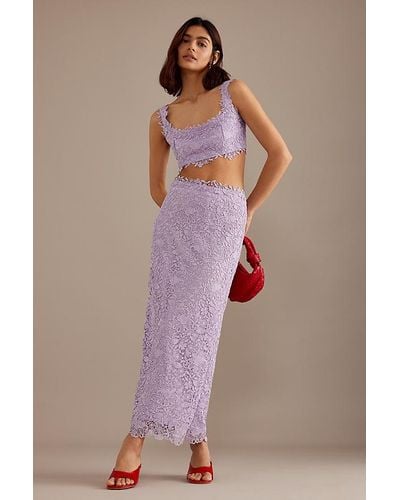 Bardot Mariah High-waisted Lace Maxi Skirt - Purple