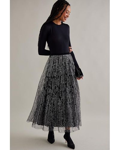 Anthropologie Sequin Stripe Tulle Maxi Skirt - Multicolour