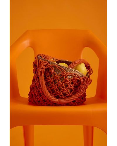 Anthropologie Crochet Jute Tote Bag - Orange