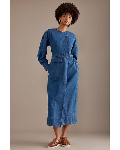 ALIGNE Marais Functional Wrap Denim Midi Dress - Blue