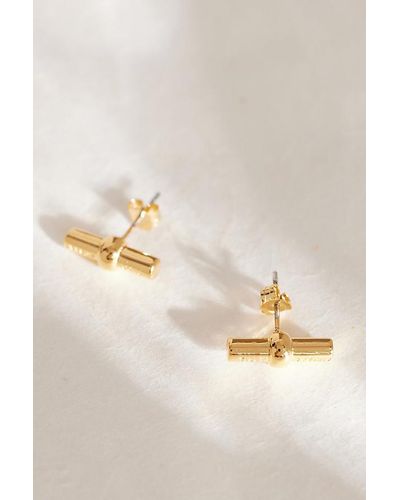 Tilly Sveaas Gold-plated T-bar Stud Earrings - Natural