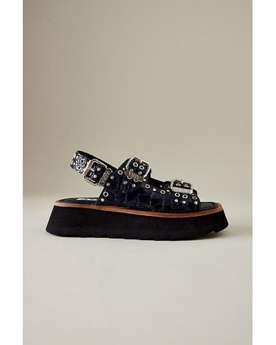 ASRA Chunky Sabre Leather Sandals - Blue