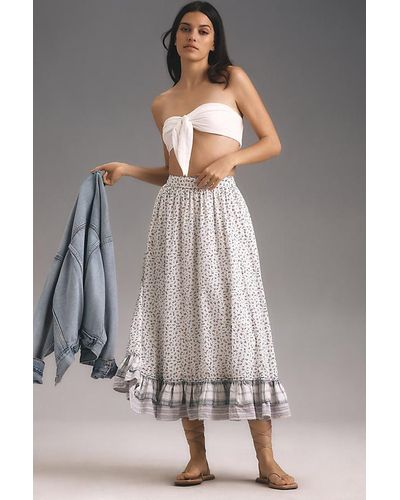 Pilcro Printed Petticoat Midi Skirt - Grey