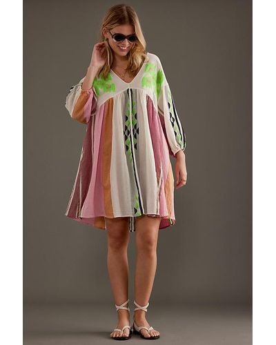 Devotion Long-sleeve V-neck Printed Mini Dress - Multicolour