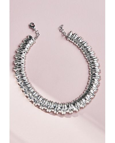 Anthropologie Chunky Ribbed Metal Necklace - Pink