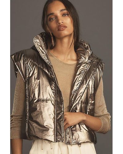 Daily Practice by Anthropologie Metallic Puffer Vest - Brown