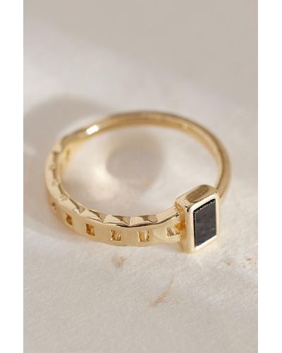 Anthropologie Square-stone Link Ring - Natural