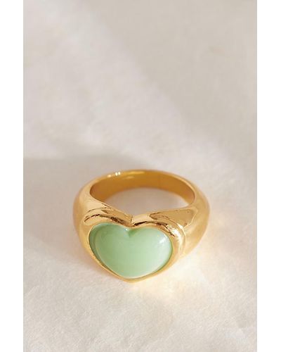 By Anthropologie Chunky Gold Heart Ring - Multicolour