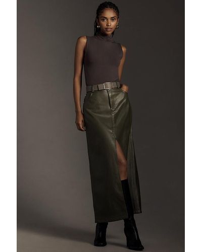 Pilcro The Madi Faux-leather Front-slit Maxi Skirt By - Black
