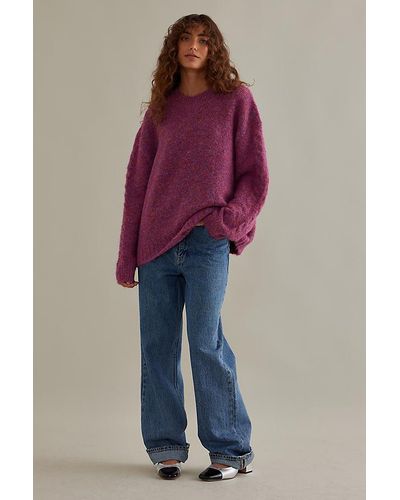 Anthropologie Mabel Oversized Crew Neck Jumper - Red