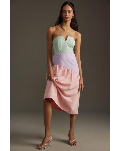 Maeve Colourblock Strapless Midi Dress - Multicolour