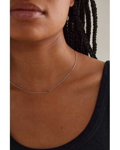 Anthropologie Silver Monogram Chain Necklace - Brown