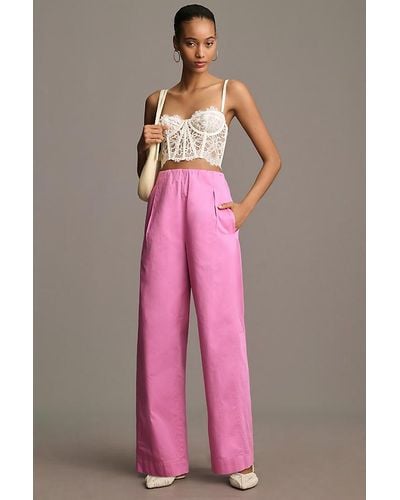 Maeve Pull-on Curved Poplin Trousers - Pink