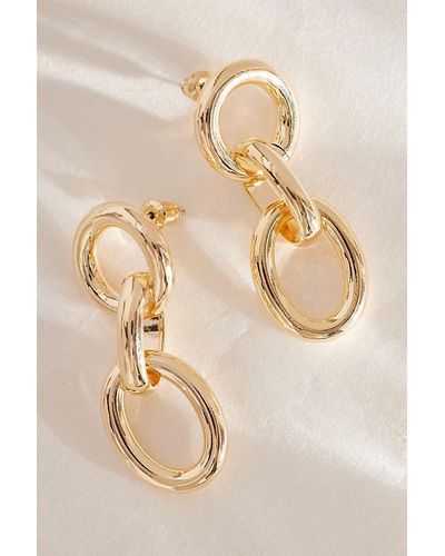 Anthropologie Chunky Chain Drop Earrings - Natural