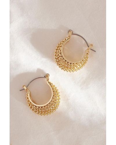 Anthropologie Gold-plated Mini Ball Hoop Earrings - Natural