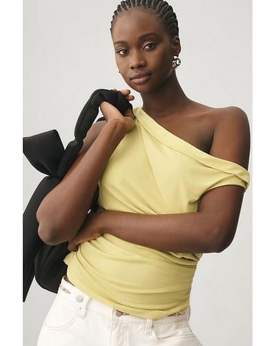 Pilcro One-shoulder Ruched Top - Natural