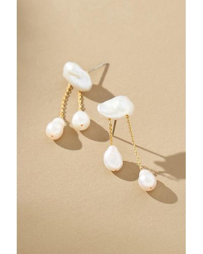 Serefina Gold-plated Cloud Pearl Drop Earrings - Natural