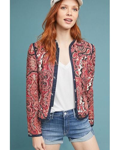 Anthropologie Waverly Quilted Jacket - Red
