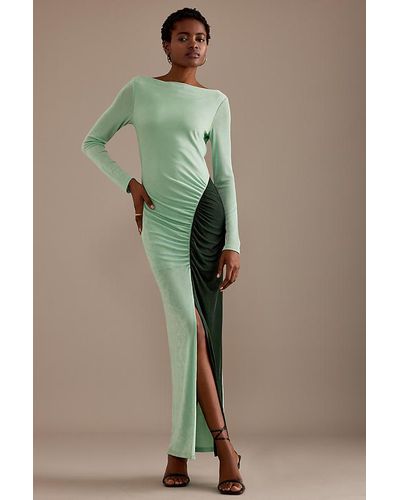 Significant Other Caitlin Long-sleeve Ruched Maxi Dress - Green